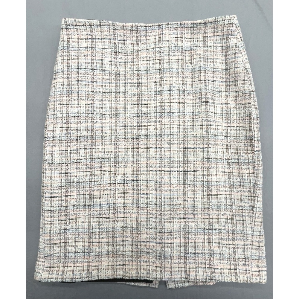 Banana Republic Skirt 4 Pink Blue Tweed Cotton Blend Casual Career Feminine Prep